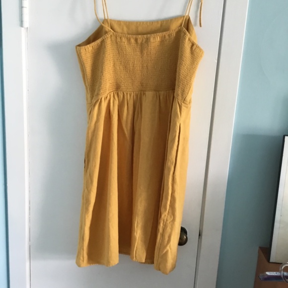 NWT Old Navy Linen Blend Mini Dress, Ruched back, Yellow, XL Tall - Picture 5 of 9